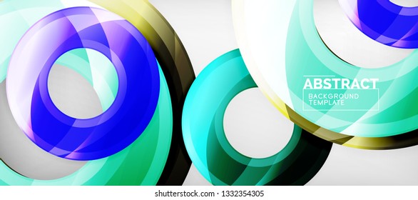 Glossy circles geometric background, vector illustration