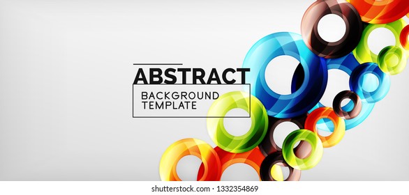 Glossy circles geometric background, vector illustration
