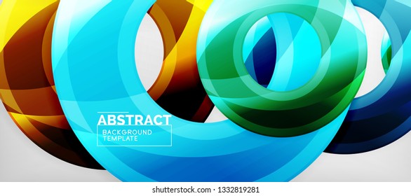 Glossy circles geometric background, vector illustration