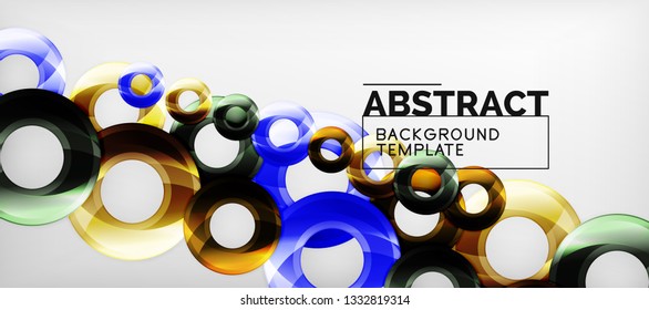 Glossy circles geometric background, vector illustration