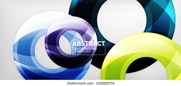 Glossy circles geometric background, vector illustration