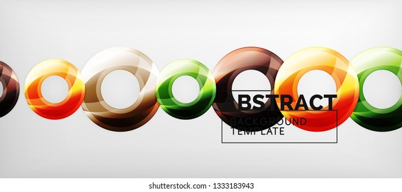 Glossy circles geometric background, vector illustration