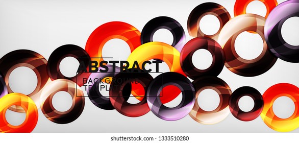 Glossy circles geometric background, vector illustration