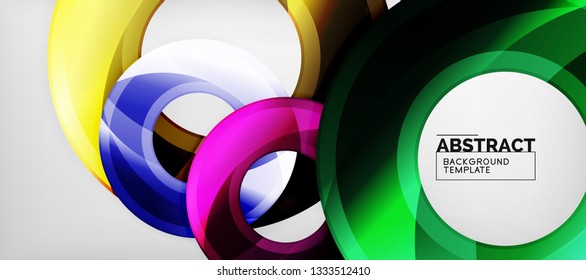 Glossy circles geometric background, vector illustration
