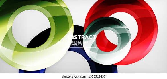 Glossy circles geometric background, vector illustration