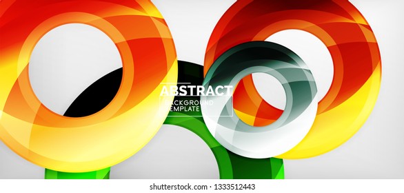 Glossy circles geometric background, vector illustration
