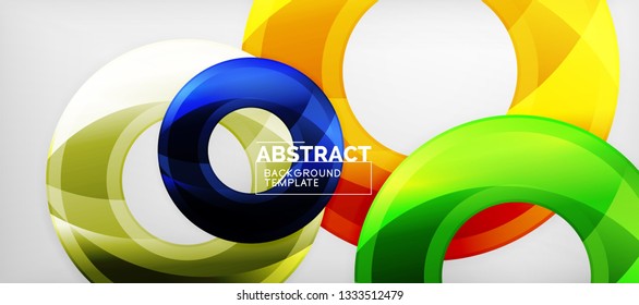 Glossy circles geometric background, vector illustration