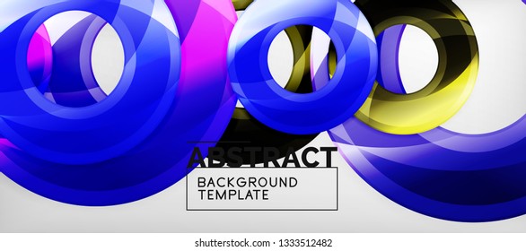 Glossy circles geometric background, vector illustration