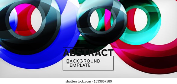 Glossy circles geometric background, vector illustration