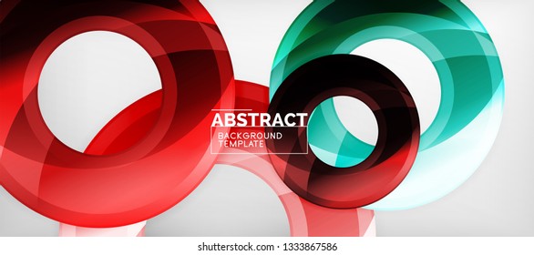 Glossy circles geometric background, vector illustration