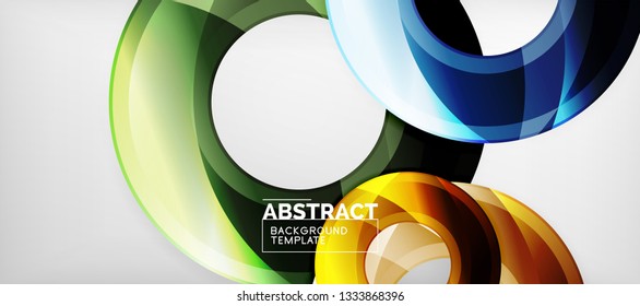 Glossy circles geometric background, vector illustration