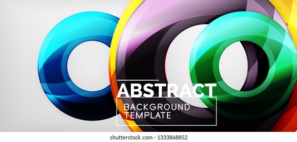 Glossy circles geometric background, vector illustration