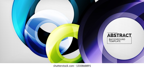 Glossy circles geometric background, vector illustration