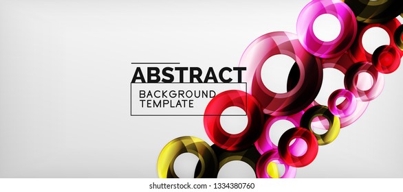 Glossy circles geometric background, vector illustration