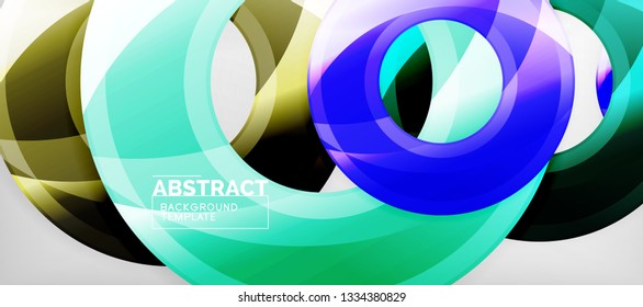 Glossy circles geometric background, vector illustration