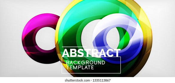 Glossy circles geometric background, vector illustration