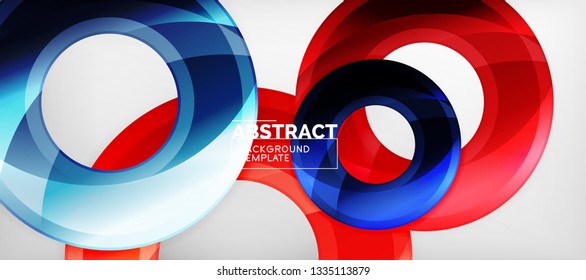 Glossy circles geometric background, vector illustration