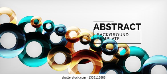 Glossy circles geometric background, vector illustration