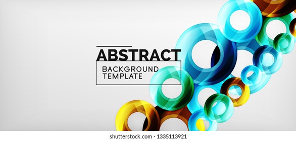 Glossy circles geometric background, vector illustration