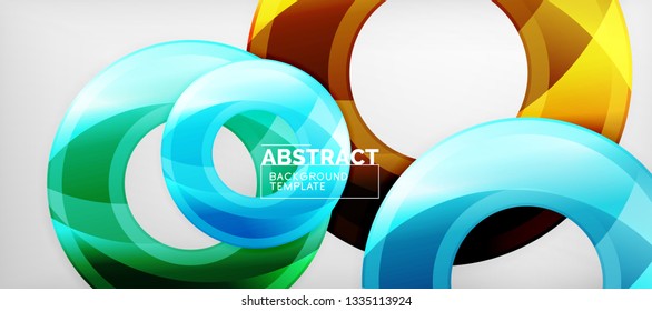 Glossy circles geometric background, vector illustration