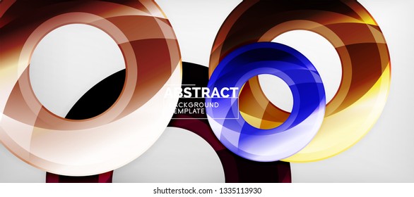 Glossy circles geometric background, vector illustration
