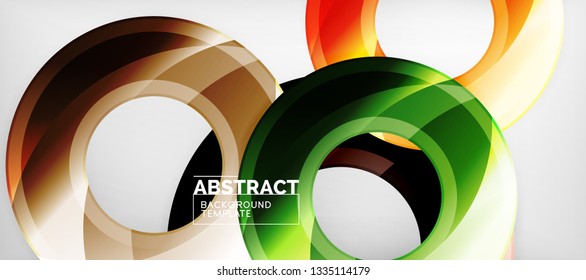 Glossy circles geometric background, vector illustration