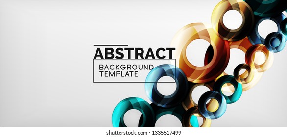 Glossy circles geometric background, vector illustration