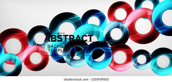 Glossy circles geometric background, vector illustration