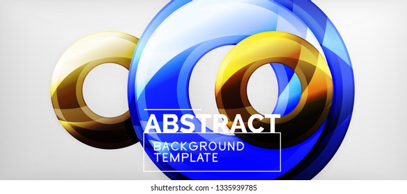 Glossy circles geometric background, vector illustration