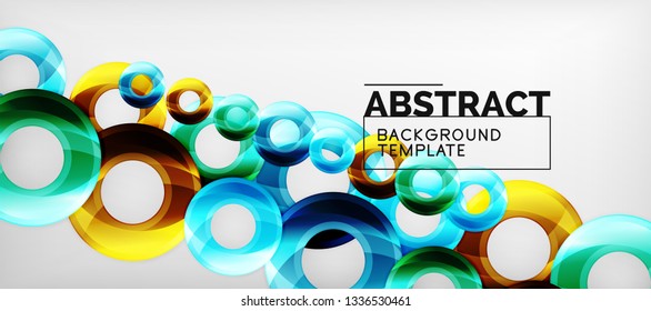 Glossy circles geometric background, vector illustration