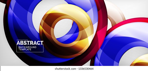 Glossy circles geometric background, vector illustration