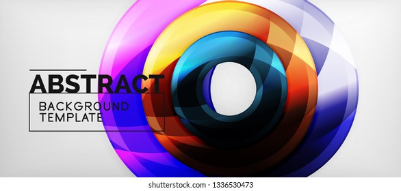 Glossy circles geometric background, vector illustration