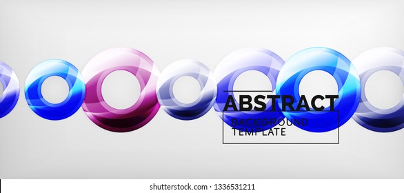 Glossy circles geometric background, vector illustration