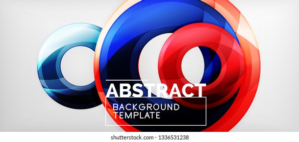 Glossy circles geometric background, vector illustration