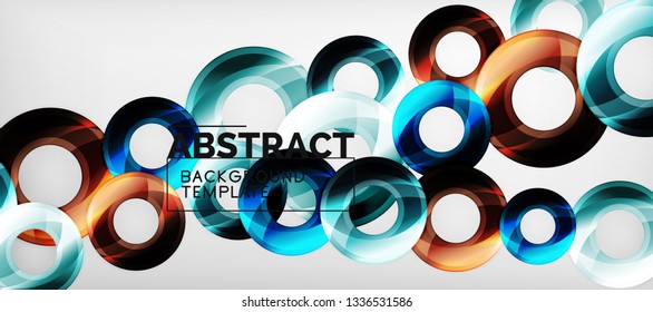 Glossy circles geometric background, vector illustration