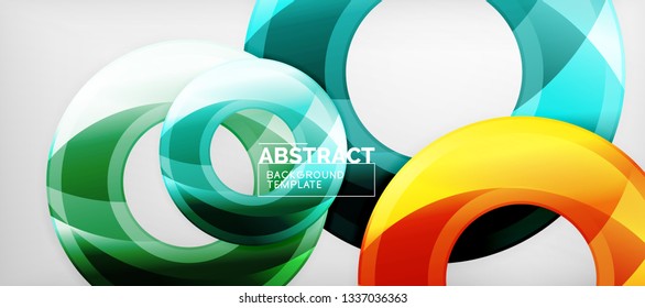 Glossy circles geometric background, vector illustration