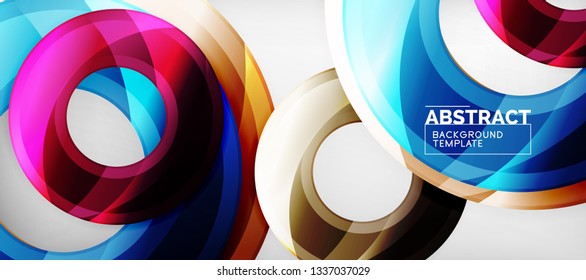 Glossy circles geometric background, vector illustration