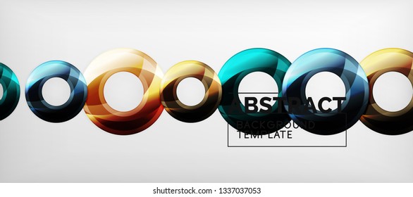 Glossy circles geometric background, vector illustration