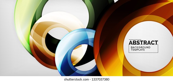Fondo geométrico de círculos brillante, ilustración vectorial