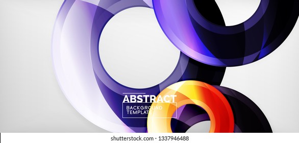 Glossy circles geometric background, vector illustration