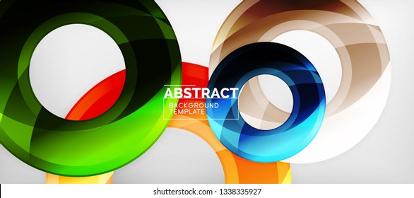Glossy circles geometric background, vector illustration
