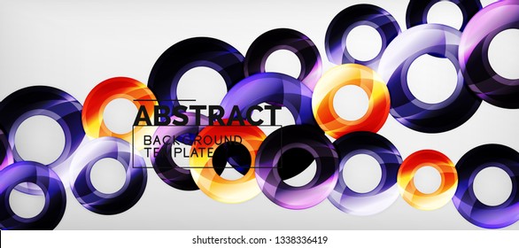 Glossy circles geometric background, vector illustration
