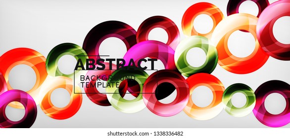 Glossy circles geometric background, vector illustration