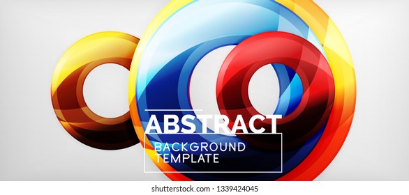 Glossy circles geometric background, vector illustration