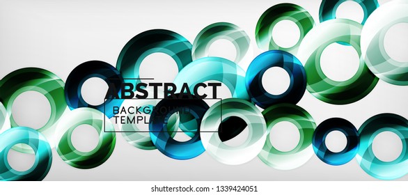 Glossy circles geometric background, vector illustration