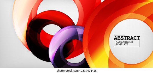 Fondo geométrico de círculos brillante, ilustración vectorial