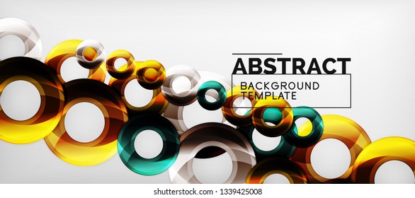 Glossy circles geometric background, vector illustration