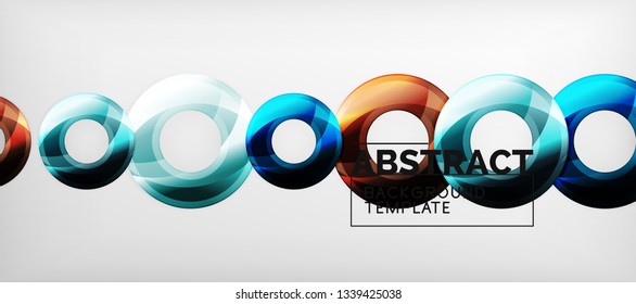 Glossy circles geometric background, vector illustration