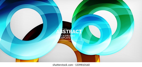 Fondo geométrico de círculos brillante, ilustración vectorial