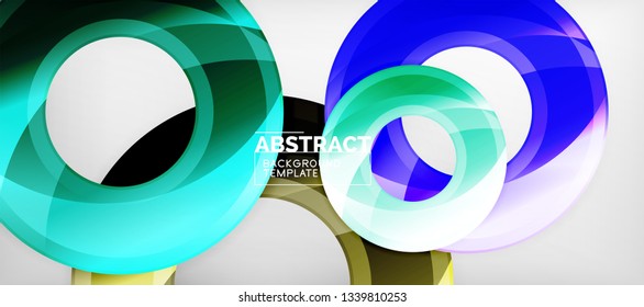Glossy circles geometric background, vector illustration